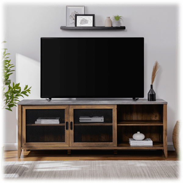 MorningSave Walker Edison Arthur 70" Industrial Sliding Mesh Door TV Stand