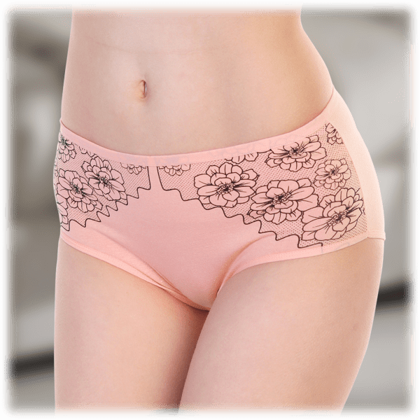 Morningsave 6 Pack Angelina Cotton Mid Rise Briefs Panties With Floral Faux Lace Prints 