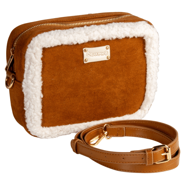 MorningSave BEARPAW Shearling Trim Camera Bag Crossbody