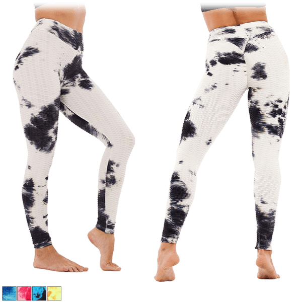 Morningsave Womens Tie Dye High Waist Tummy Control Butt Lift Yoga Pants Workout Leggings 9331