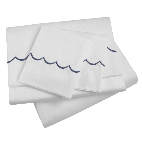 MorningSave Peacock Alley 300TC Sateen Scallop Embroidered Sheet Set