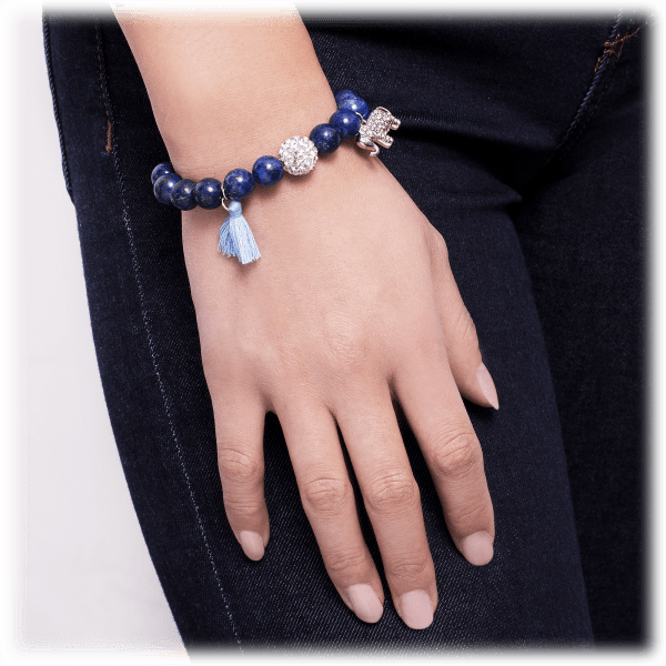 MorningSave NES Jewelry Fine Silver Plated Charm and Gemstone Bracelet