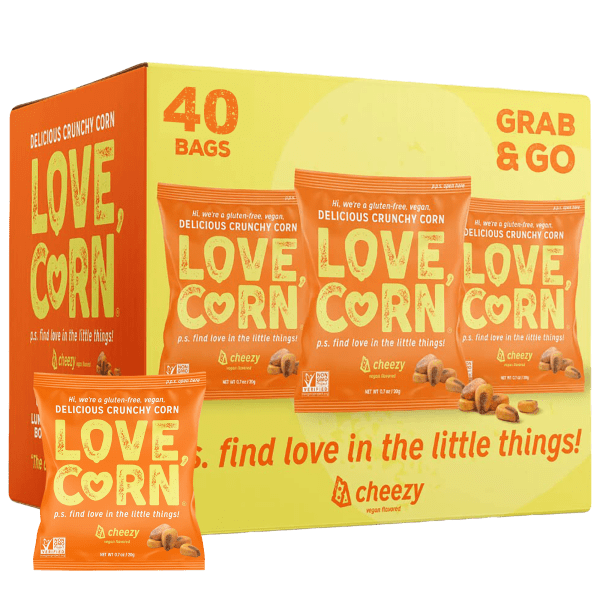 SideDeal 40Pack Love, Corn Cheezy Premium Snacking Corn (0.7 oz)