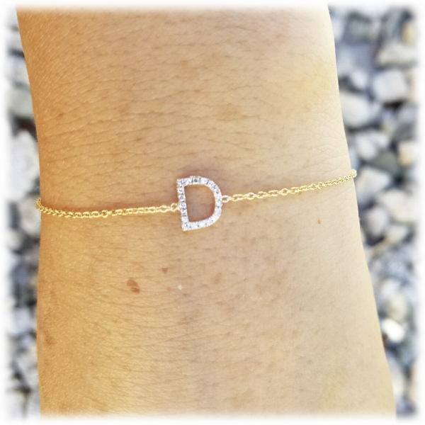 MorningSave Tamborat 10K Gold Initial Diamond Letter Bracelets