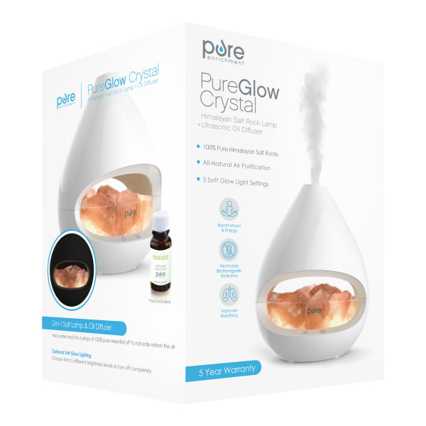 Pure Enrichment PureGlow Himalayan Salt Lamp & Essential Oils Diffuser