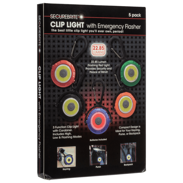 MorningSave 5Pack SecureBrite Clip Keychain Light Basics