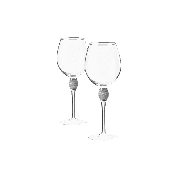 MorningSave Aisle26 Red Wine Glass with Rhinestone Design and Silver Rim