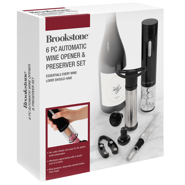 Brookstone Automatic Wine Opener & Preserver Set, Wine Gift Set