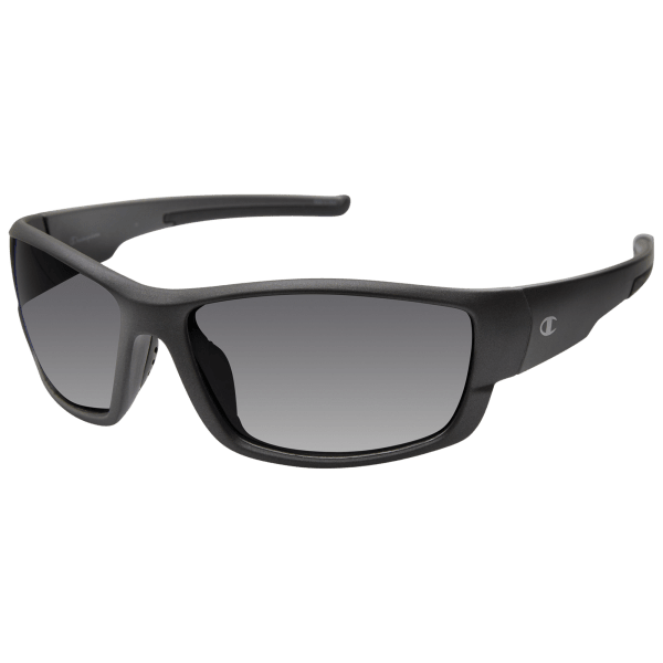 Champion C-Tech Polarized Men's Matte Black/Red Lightweight Sport Wrap  Sunglasses with Grey Lens