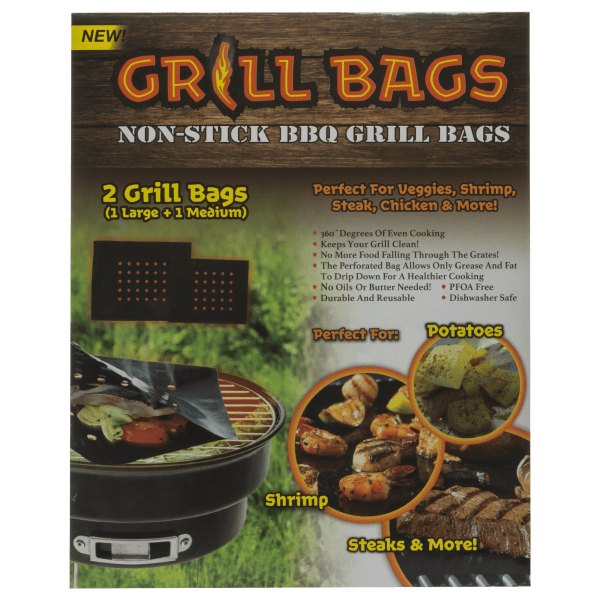 MorningSave 2Pack NonStick BBQ Grill Bags (1 Large and 1 Medium)