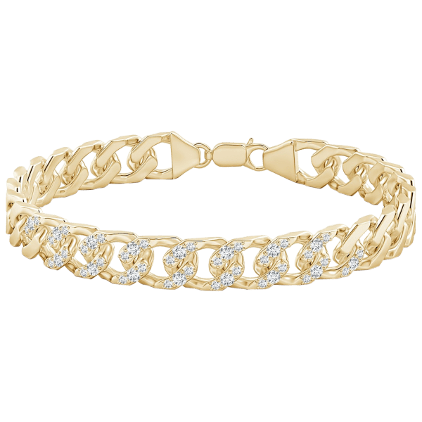MorningSave Tamborat Miami Cuban Chain Bracelet with Diamond Accents