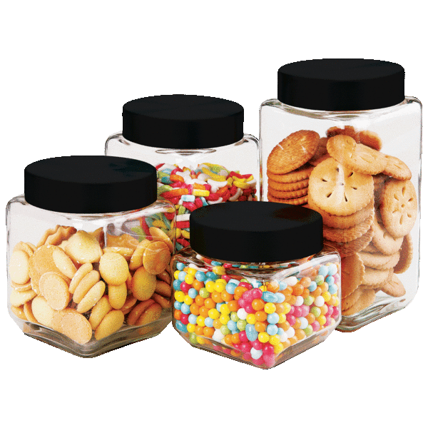MorningSave Farberware Set of 4 Glass Canisters with Stainless Steel Lids