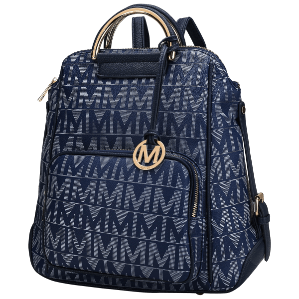 MKF Collection Cora Milan M Signature Trendy Backpack Black and Gold MKF Collection By Mia K. Cora Milan M Signature Trendy  main image 4