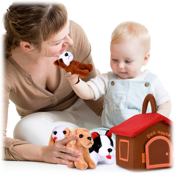 Hakol Educational Dog House Carrier Toy with 4 Squishy & Barking Puppies