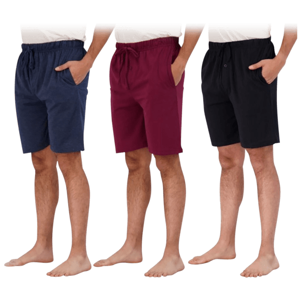 MorningSave 3Pack Men's Cotton Lounge Shorts with Pockets