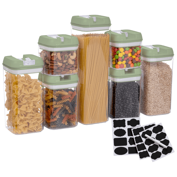 Cheer Collection Airtight Food Storage Containers, Set of 7 (Gray)