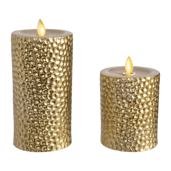 Hammacher Schlemmer: The Metal Hammered-Texture Flameless Candle