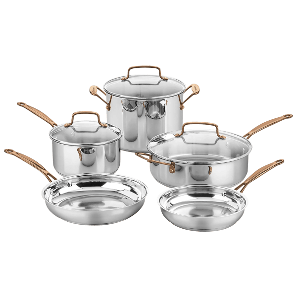 MorningSave Cuisinart 8Piece Stainless Cookware Set with Rose Gold