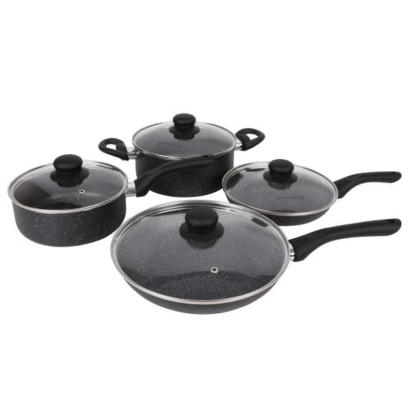MorningSave Granite Tuff 8Piece Nonstick Cookware Set