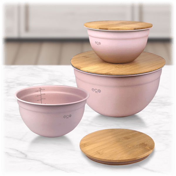 MorningSave Eco Home 3Piece Stainless Steel Mixing Bowls with Bamboo Lids