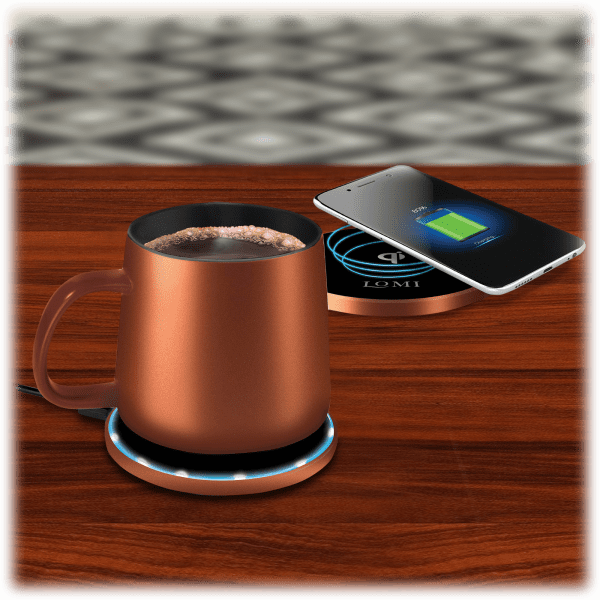 Lomi 2 In 1 Smart Mug warmer And QI Wireless Charger Pink Marble