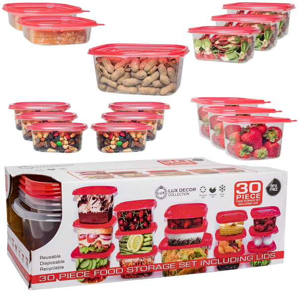 30Piece Lux Decor Collection Assorted Food Containers