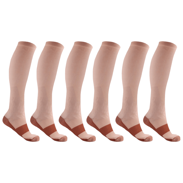 Morningsave 6 Pack Extreme Fit Unisex Copper Infused Knee High Compression Socks 9319