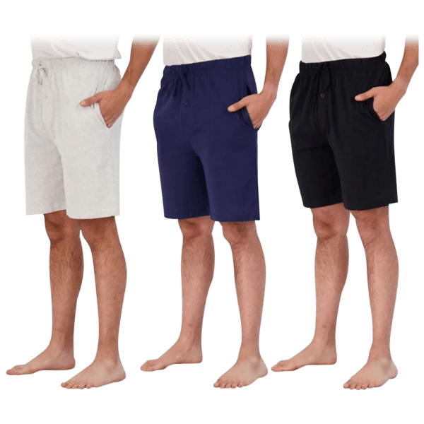 MorningSave 3Pack Men's Cotton Lounge Shorts with Pockets