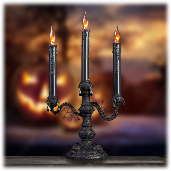 MorningSave 2Pack Ashland Halloween Gothic Candelabras with Flicker