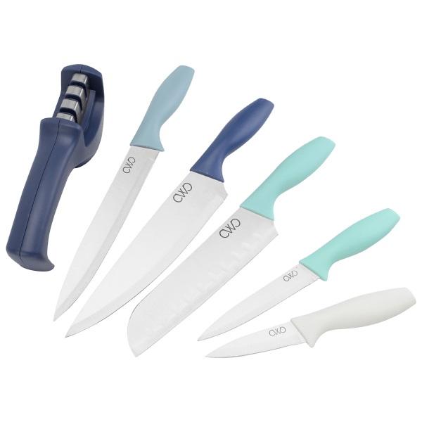 MorningSave Cook with Color 5Piece Knife Set with Sharpener