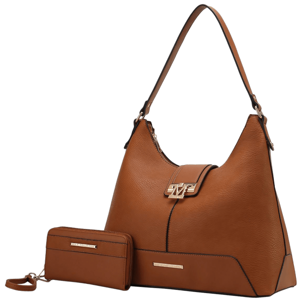 MKF Collection Women's Vegan Leather Crossbody Bag - Triss Shoulder Bag With Gold Accents, Adjustable Strap, Chic & Practical
