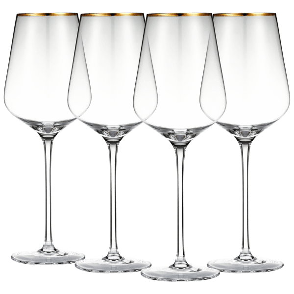 SideDeal 4Piece Berkware Tall Wine Glasses with Gold Tone Rim