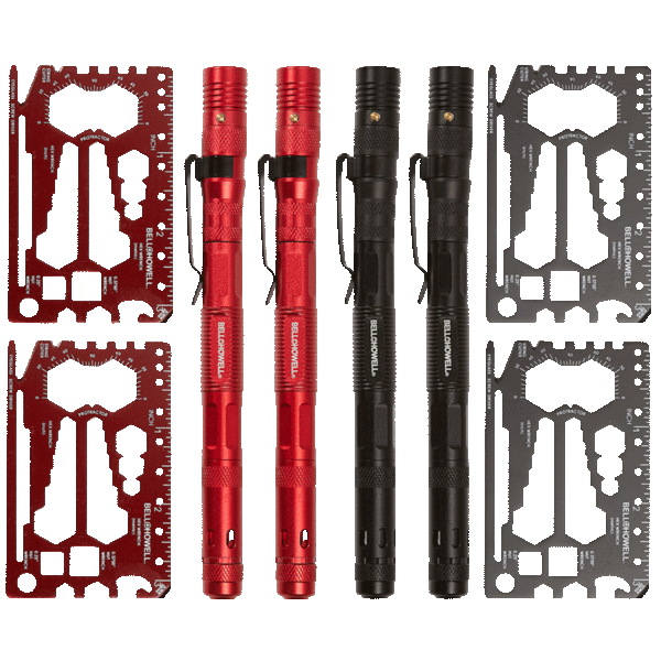 Meh 4Pack Bell + Howell 9in1 Tac Pens with Tool Cards & Extra