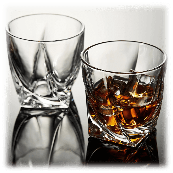 Berkware Luxurious Lowball Whiskey Glasses with Modern Square Top Design -  9.5oz (Set of 2)