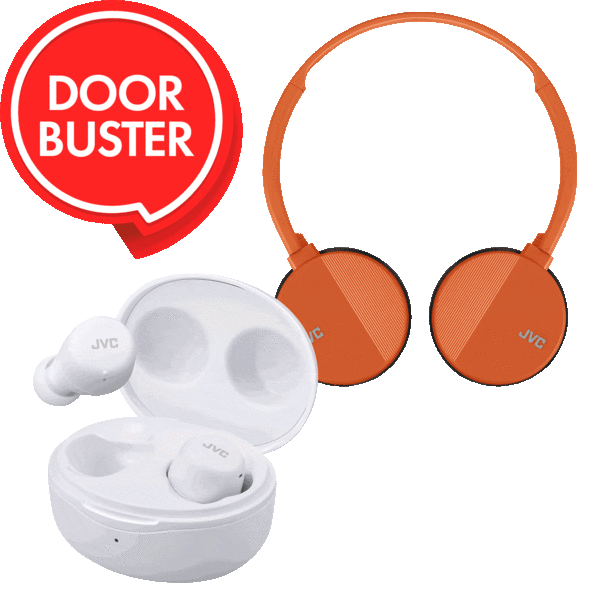 MorningSave DOORBUSTER JVC Gumy Mini Earbuds + Flats OnEar