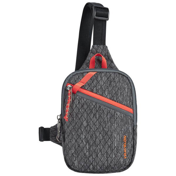 Travelon Greenlander Durable Anti-Theft Compact Sling, Jet Black, 5W x 7.25H x 1.75D