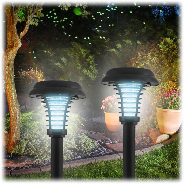 Morningsave: 2 Pack: Brookstone Solar Powered Led Bug Zapper Stake Lights