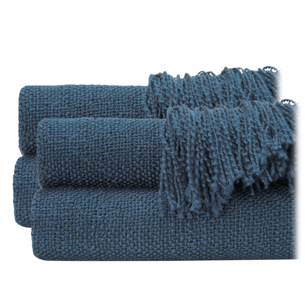 MorningSave 2Pack Chanasya Fringe Faux Linen Throw Blanket