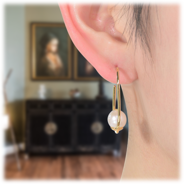 MorningSave Genevive Freshwater Pearl Dangling Earrings in 14K Gold Plated