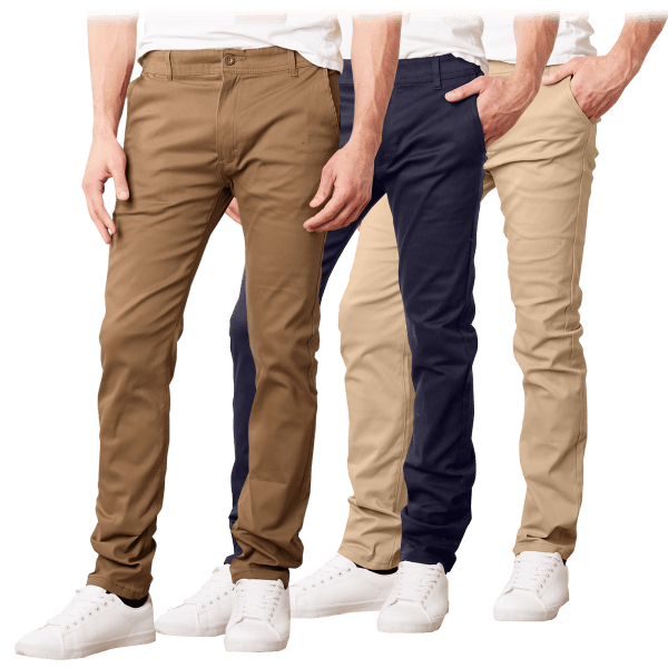 MorningSave: 3-Pack: Men's Super Stretch Slim Fit Everyday Chino Pants