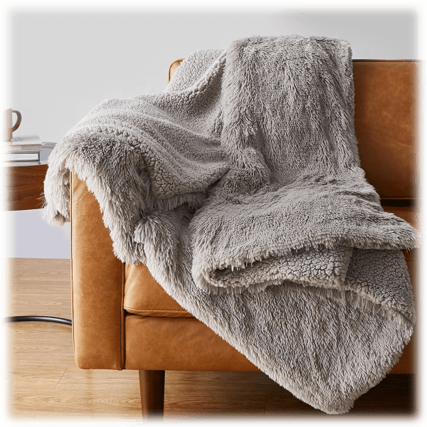 MorningSave 2Pack Amazon Basics 50"X60" Faux Fur Sherpa Throw Blankets