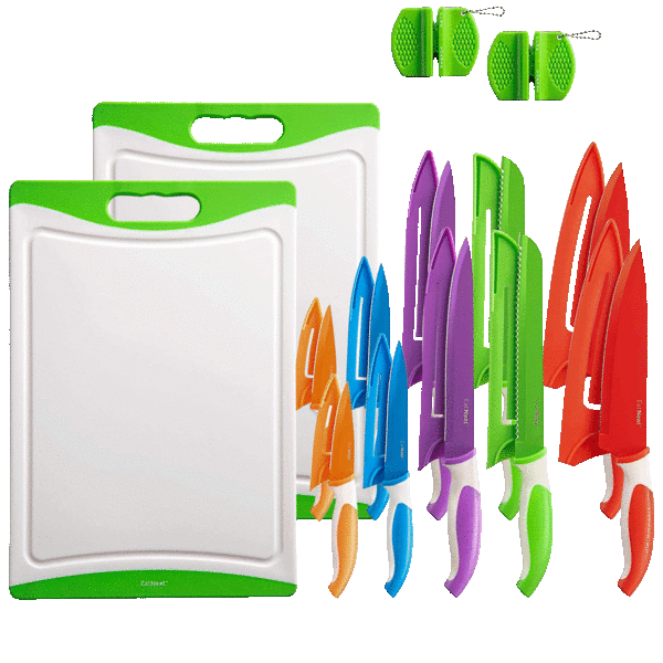 EatNeat 12-Piece Colorful Kitchen Knife Set - 5 Colored Stainless Steel  Knive