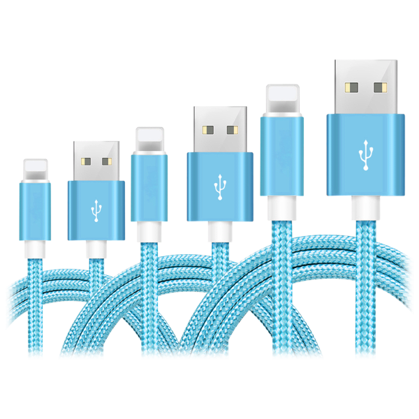 SideDeal 3Pack 3,6&10ft Braided Heavy Duty Lightning Cables for