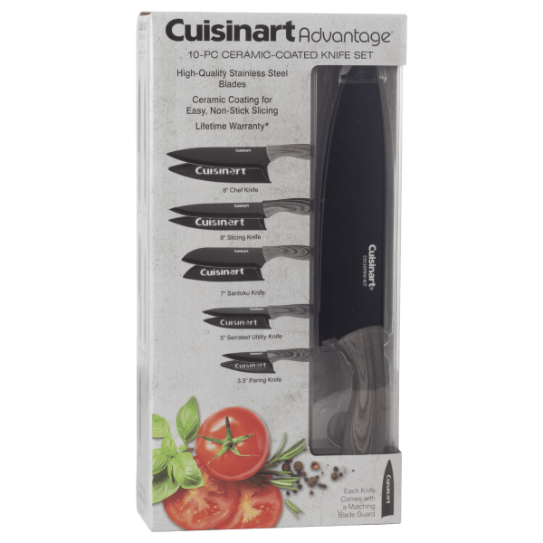 Cuisinart Advantage Ceramic-Coated Stainless Steel Knife Set, 10