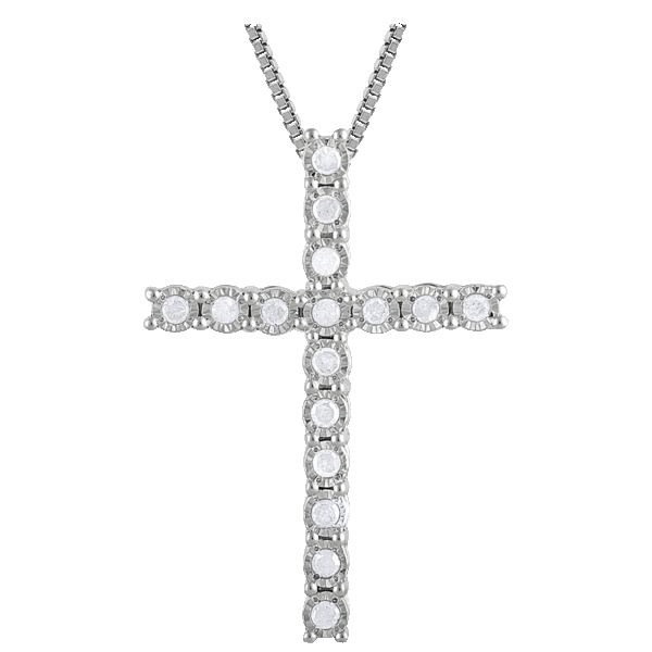 MorningSave Diamond Cross or Heart Necklace in Sterling Silver by Diamond Muse