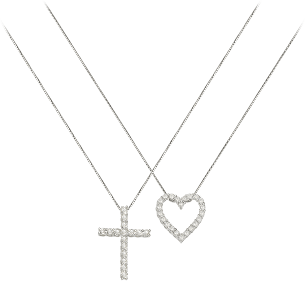 MorningSave Diamond Muse Diamond Pendant Necklace (Cross or Heart)