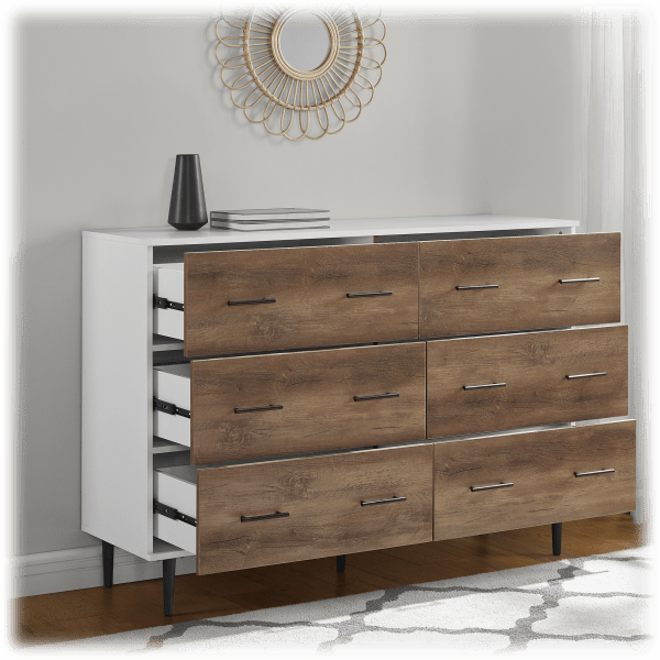 MorningSave Walker Edison Savanna Modern Wood 6 Drawer Dresser