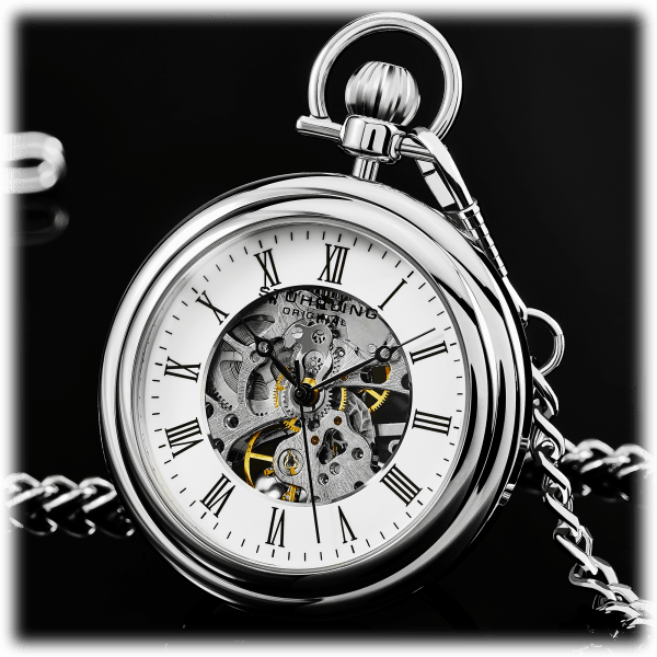 MorningSave Stührling Men's Mechanical Pocket Watch in Stainless Steel