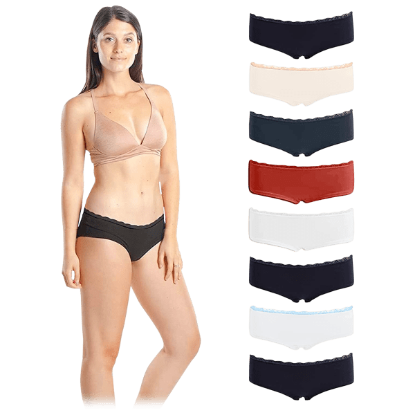 Emprella Women’s Boyshort Panties (8-Pack) Comfort Ultra-Soft Cotton  Underwear