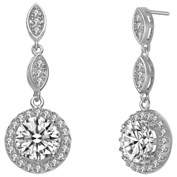 Silver & Cubic Zirconia Circle Drop Earrings main image 0